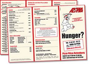 Speisekarte für Pizzadienste